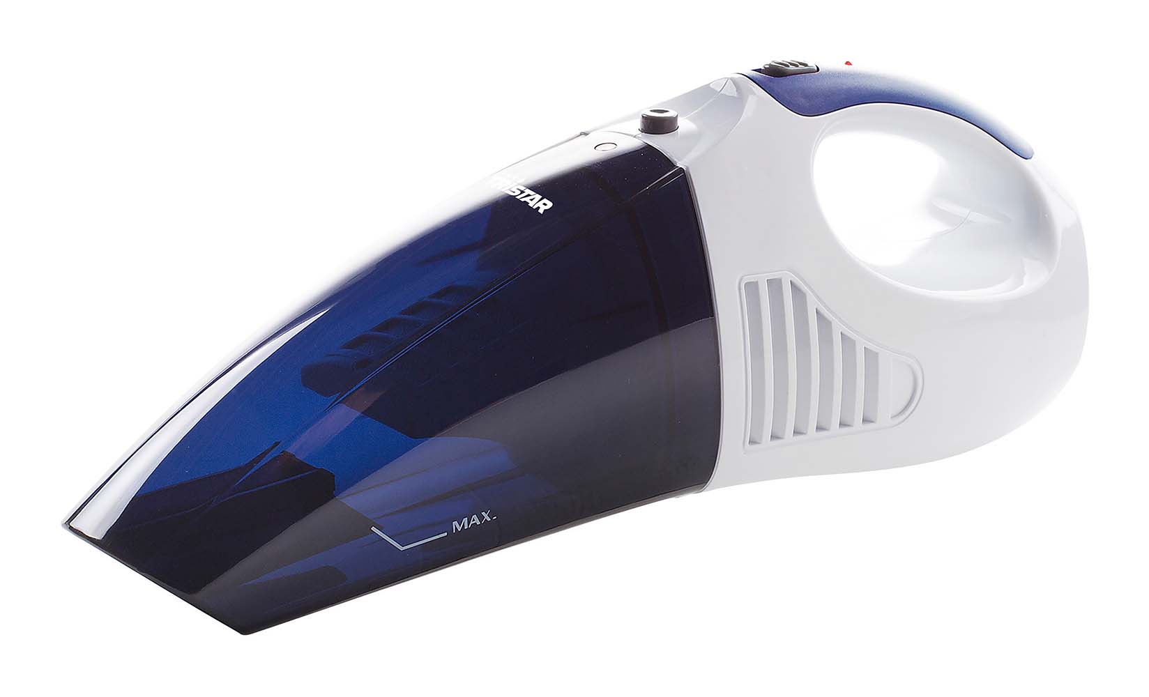 8500547 Compact and rechargeable hand-held vacuum. Suitable for wet and dry vacuuming and fitted with an ergonomic handle. This hand-held vacuum has a brush attachment and a liquid attachment. Supplied with a wall holder that recharges the device. The washable filter and transparent dust collector are easy to clean. Contents: 550 ml, 230 Volts.