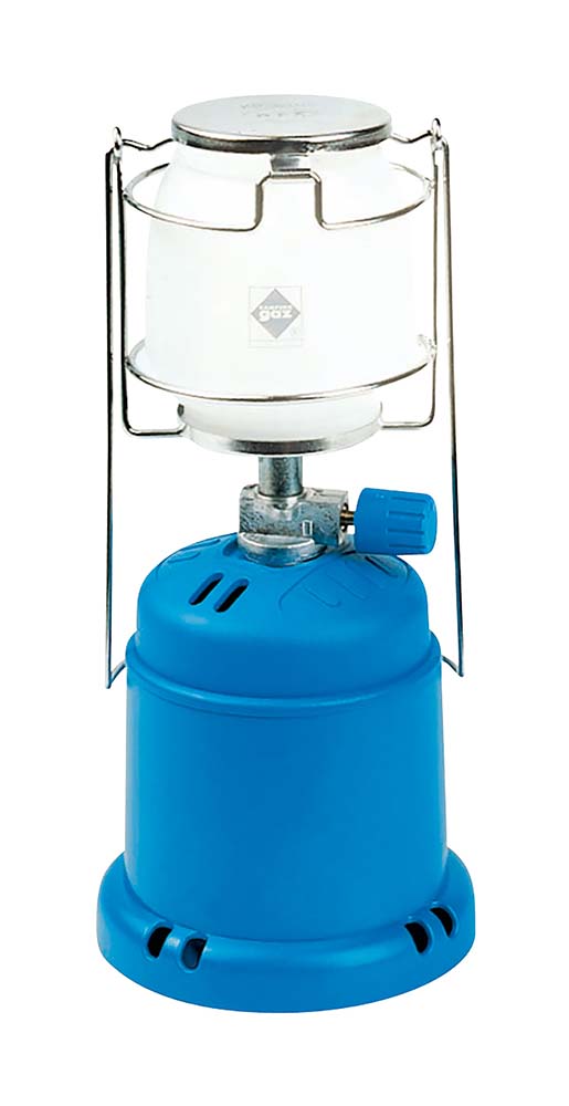 8840480 A compact lantern. Equipped with an integrated handle to hang or carry the lantern. Has an adjustable power of 10 to 80 W and is powered by a C206 puncture cartridge.