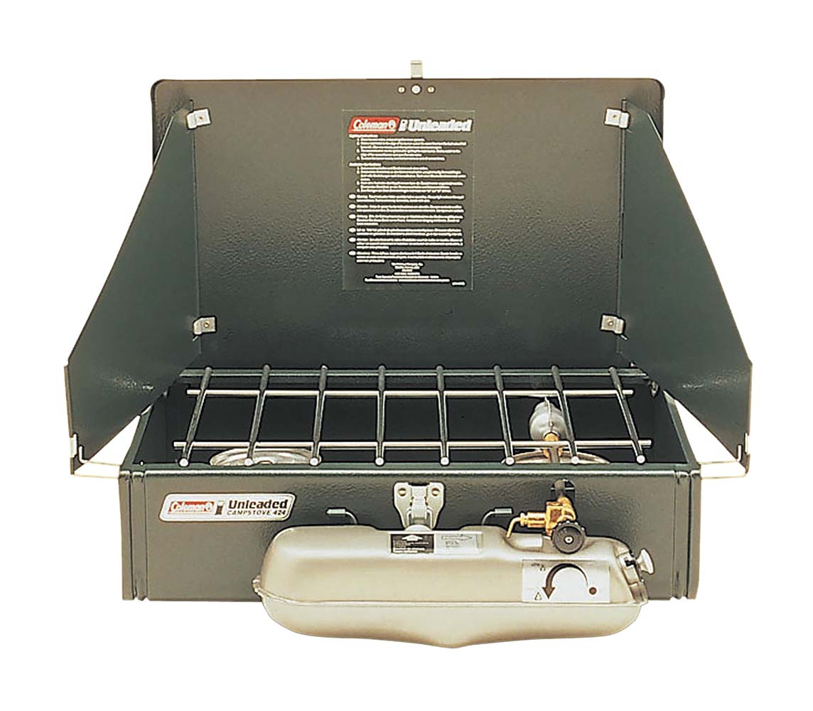 8939213 A compact and robust dual-burner stove. This petrol burner has a power of 4225 W, with which 1 litre of water can be boiled in 4 minutes. The two burners are integrated into a folding case with windscreens. In addition, the burners are sufficiently spaced apart to accommodate two large pans at the same time. The burner uses Coleman Fuel and unleaded petrol and the burn time is two hours when the tank is full. After use, the tank can be stored in the handy case (12x29x46cm). Including filler funnel.